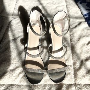David’s bridle silver block heels